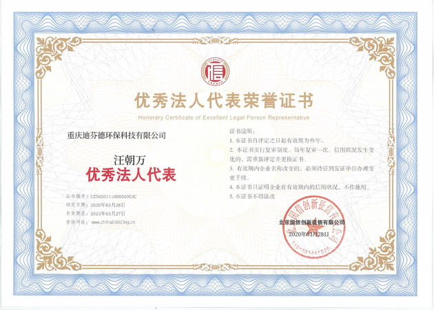 優(yōu)秀法人表榮譽證書